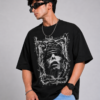 **Oversized T-Shirt for Men – Black Graphic Streetwear T-Shirt | Abstract Print Tee | East Forge**