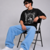 **Oversized T-Shirt for Men – Black Graphic Streetwear T-Shirt | Abstract Print Tee | East Forge**