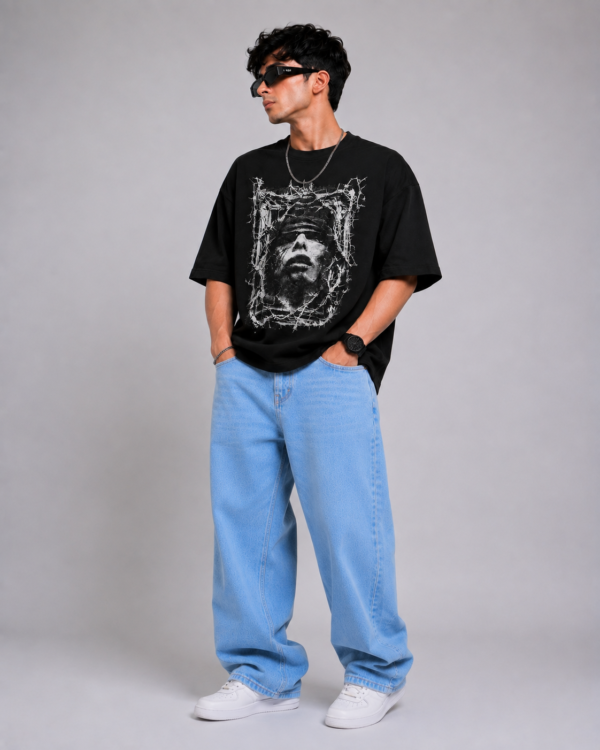 **Oversized T-Shirt for Men – Black Graphic Streetwear T-Shirt | Abstract Print Tee | East Forge**