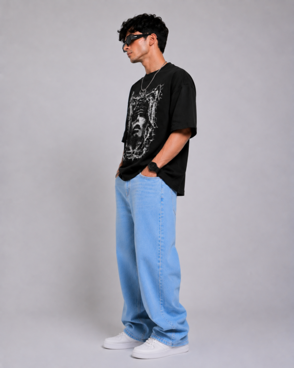 **Oversized T-Shirt for Men – Black Graphic Streetwear T-Shirt | Abstract Print Tee | East Forge**