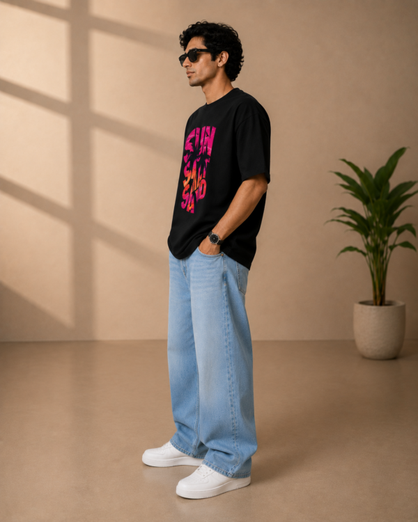 Oversized T-Shirt for Men – Black Graphic Streetwear Tee