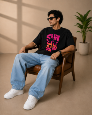 Oversized T-Shirt for Men – Black Graphic Streetwear Tee