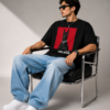 Oversized Black Tshirt for Men – Black Dog Graphic Printed Premium Streetwear T-Shirt