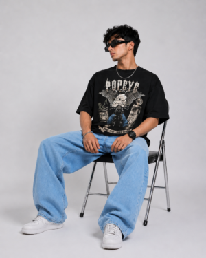 Oversized Black Tshirt for Men | Premium Streetwear Popaye Graphic