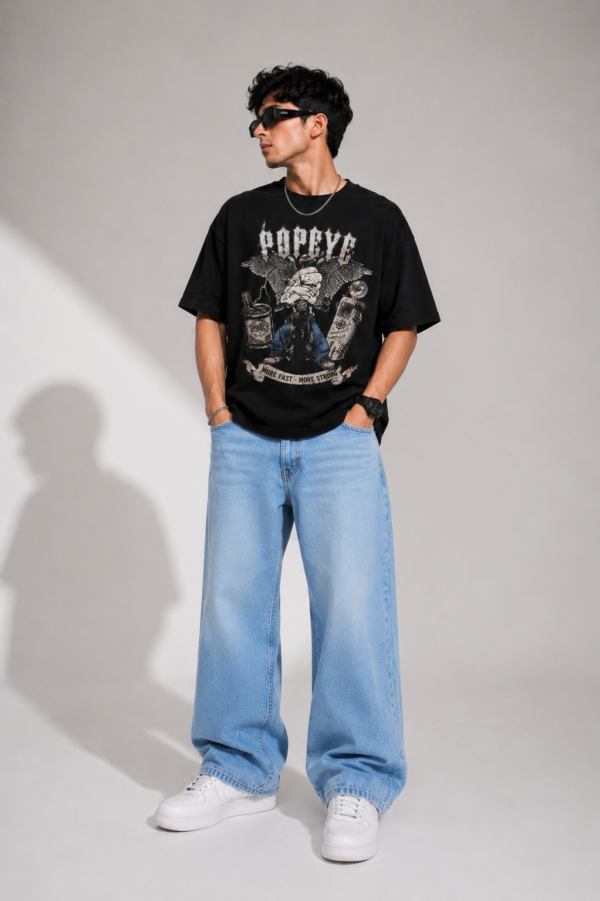Oversized Black Tshirt for Men | Premium Streetwear Popaye Graphic