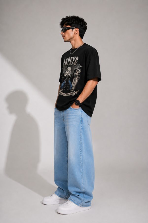 Oversized Black Tshirt for Men | Premium Streetwear Popaye Graphic
