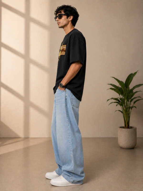 Oversized Black Tshirt for Men – Renaissance Hands Graphic Premium Streetwear T-Shirt