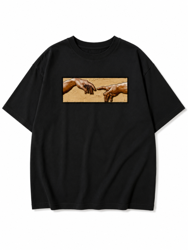 Oversized Black Tshirt for Men – Renaissance Hands Graphic Premium Streetwear T-Shirt