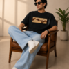 Oversized Black Tshirt for Men – Renaissance Hands Graphic Premium Streetwear T-Shirt