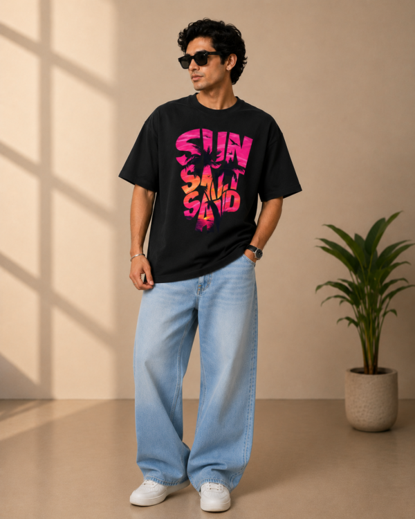 Oversized T-Shirt for Men – Black Graphic Streetwear Tee